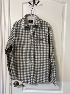 rag & bone Men's Gray and White Check Button-Down Shirt